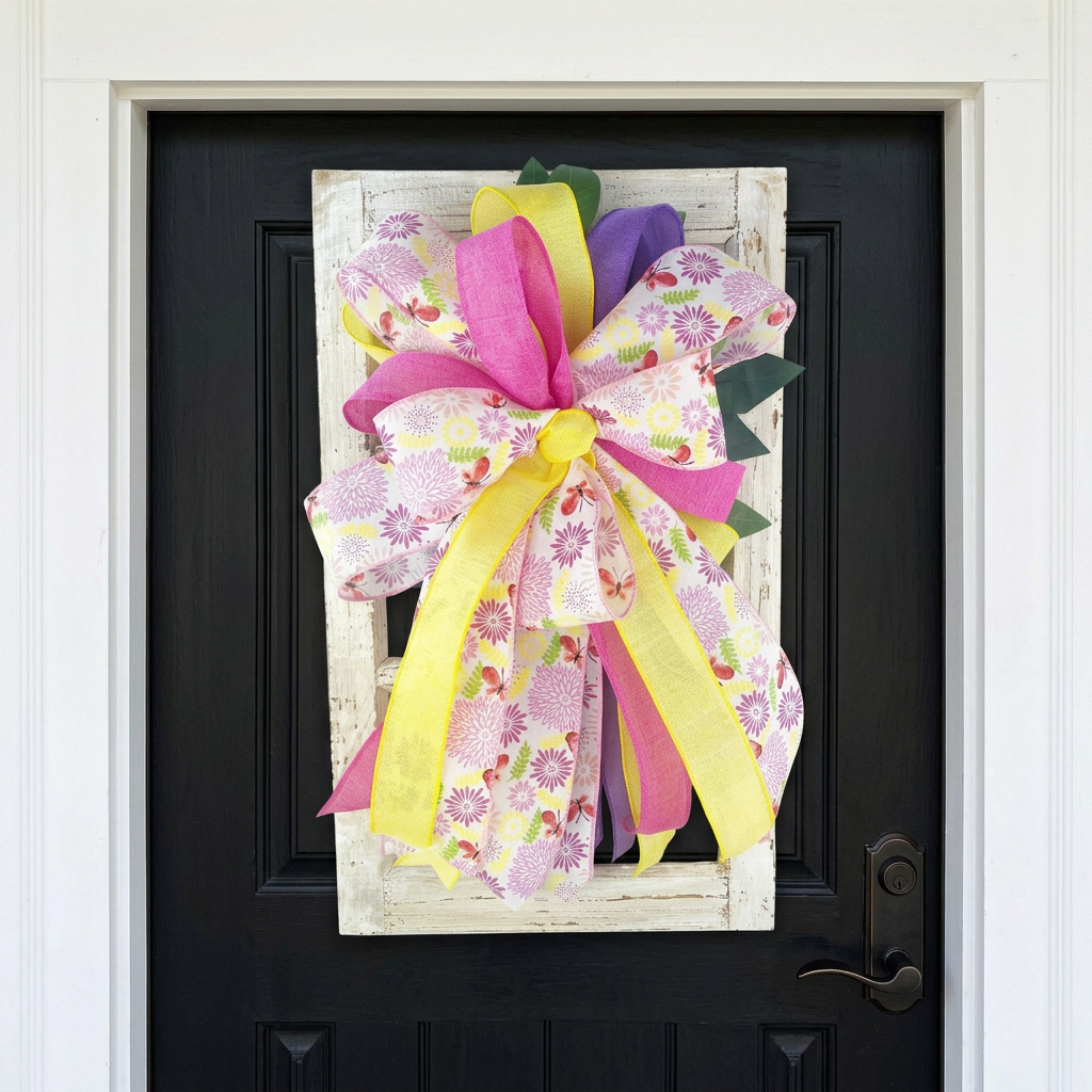 Handmade Spring Floral Bow Window Frame Door Hanger