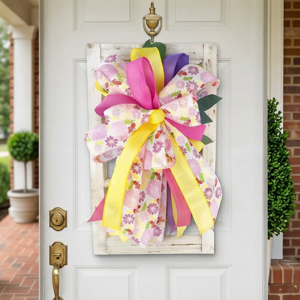 Handmade Spring Floral Bow Window Frame Door Hanger