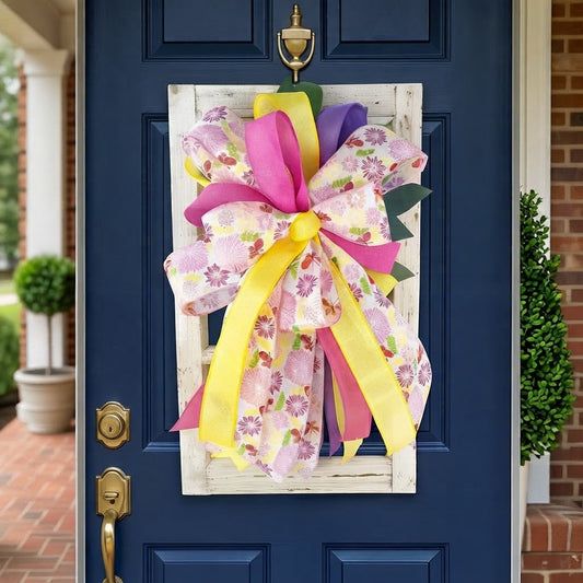 Handmade Spring Floral Bow Window Frame Door Hanger