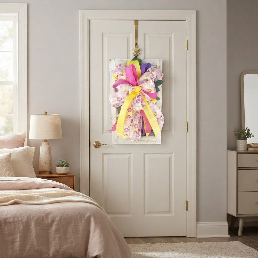 Handmade Spring Floral Bow Window Frame Door Hanger