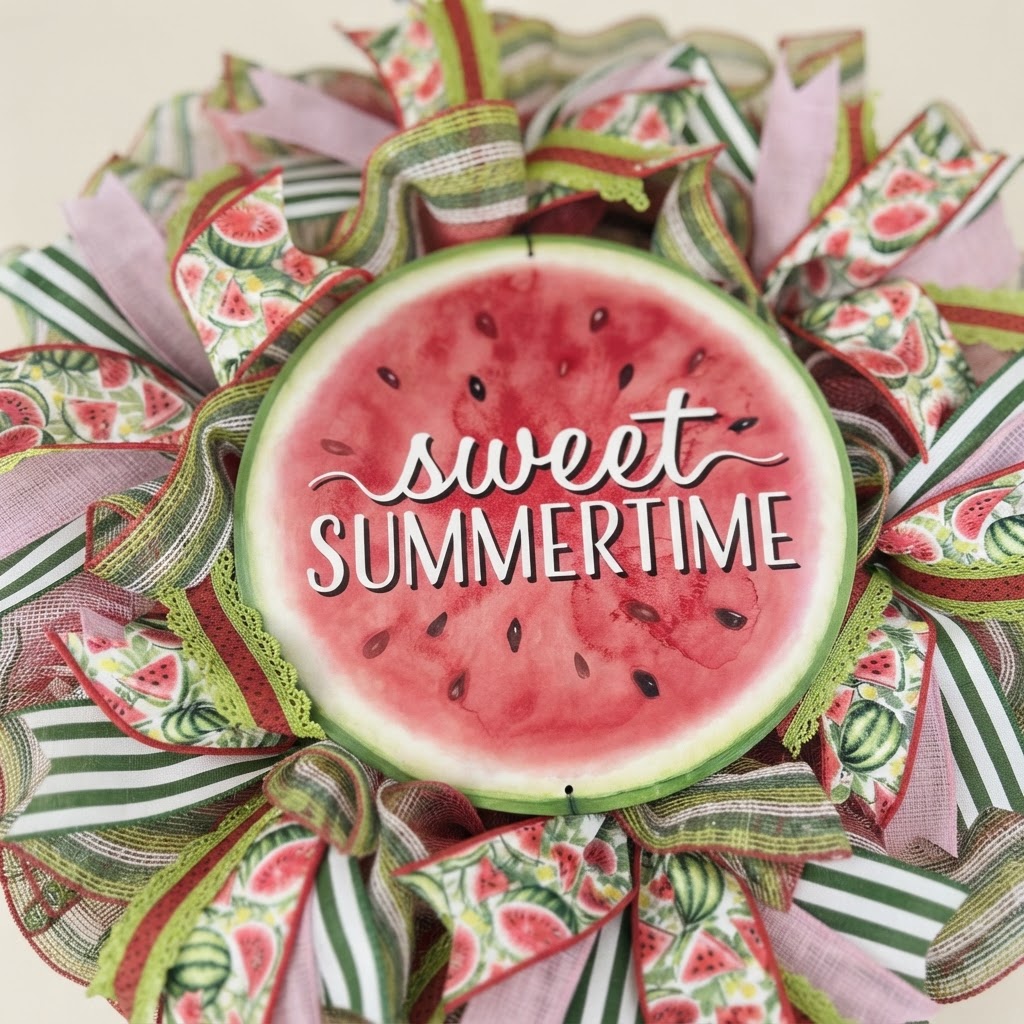 Close-up of Sweet Summertime watermelon sign centerpiece